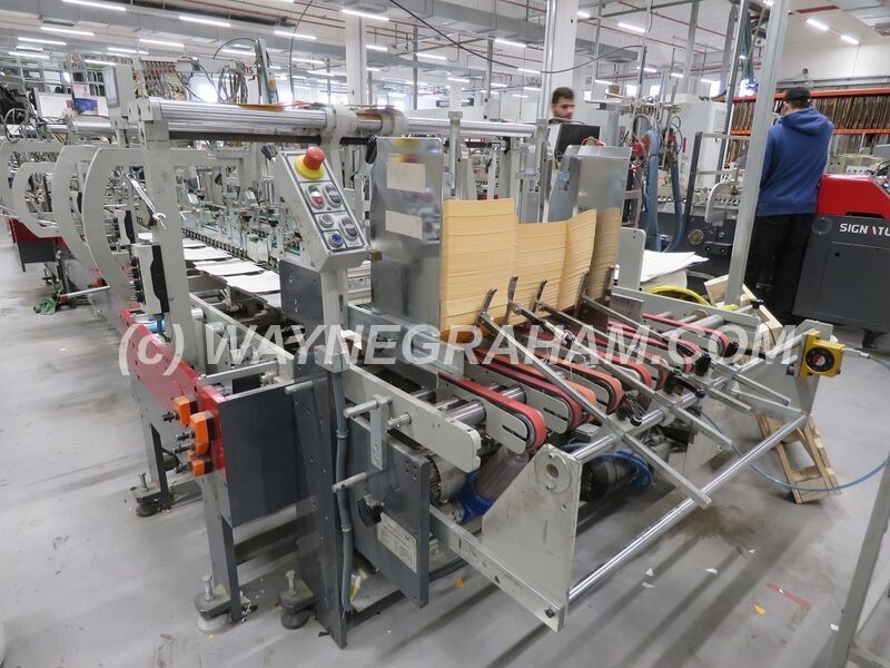 Image of pre-owned Koenig & Bauer Duran Allpro 110 Folding Carton Gluing Line for sale. Equipped with Straight Line and Crash Lock, Double Wall, 4 and 6 corner Gluing. Year 2018