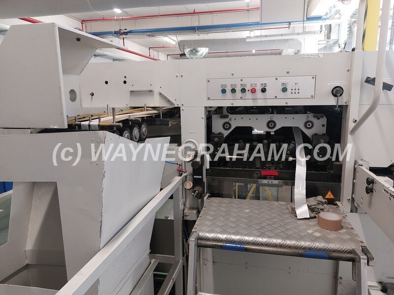 Image of a used Bobst SP 102-BMA Hot Foil Stamping Machine for Sale. Equipped with: Maximum Sheet Size 1,020 x 720mm, Hot Foiler, 3 x Foil Pulls, Paper and Board 90-2,000gsm, E and B Flute Corrugated to 4mm