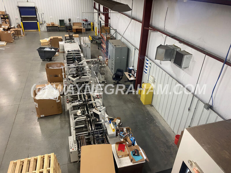 Image of Pre-owned Heidelberg Easygluer 100 folding carton gluing line for sale. Year: 2011 Equipped with: Friction Feeder, Pile Jogger, Straightline Gluing, Lock Bottom, 4 and 6 Corner Attachments, HHS Hot Glue System with XMelt Pot, Miniature Carton Attachment, Motorised Make-Ready System