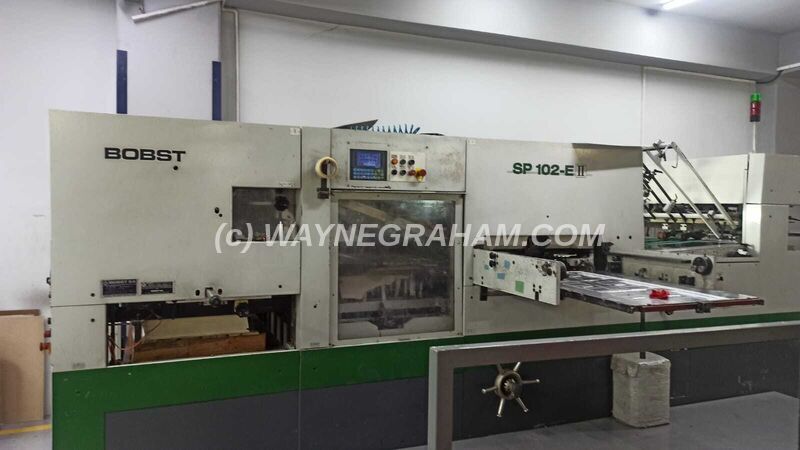 Image of a pre-owned Bobst Speria 102-E II die cutting machine with stripping for sale - Year: 2000 - Ref: 32062