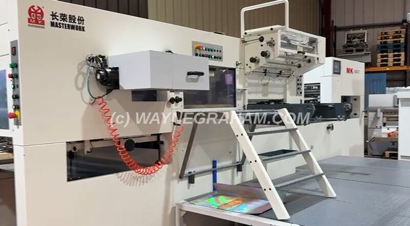 Image of a used MK Masterwork 1060ST Hot Foil Stamping Machine For Sale - Year: 2017 - Equipped With: Maximum Sheet Size 1,060 x 760mm, 3 Horizontal Foil Pulls, 2 Cross Foil Pulls