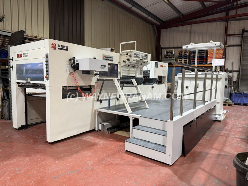 Image of a pre-owned Masterwork MK 1060ST Hot Foil Stamping and Die Cutting Machine For Sale - Year: 2017 - Equipped with: Maximum Sheet Size 1,060 x 760mm, Hot Foiler, Die Cutting, 3 x Longitudinal Foil Pulls, 2 x Cross Foil Pulls, Cleaned and Checked