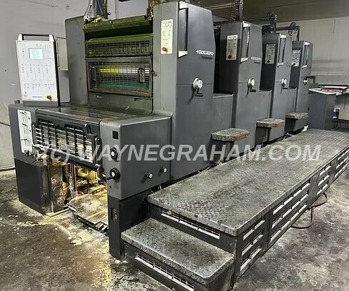 Image of a used Heidelberg Printmaster PM 74-4 Four Colour Printing Press For Sale - Year: 2003 - Equipped with: Classic Center, Alcolor Dampening, Technotrans Refrigeration and Recirculation, EasyPlate, Dry Powder Spray Unit