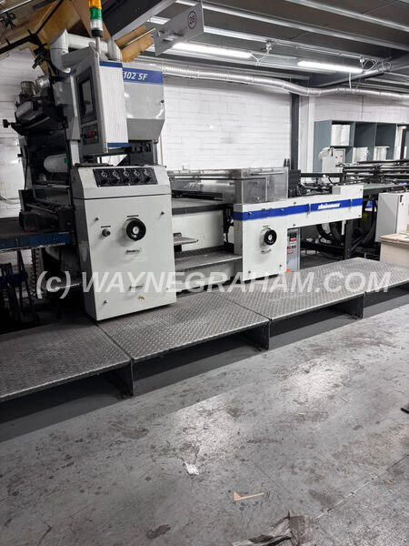 Image of a used Steinemann Lotus 102 SF Laminator for sale - Year: 2002 - Equipped with: Maximum Sheet Size 102 x 142cm, Working Speed up to 100m per Minute, Sheet Weight 100-600gsm